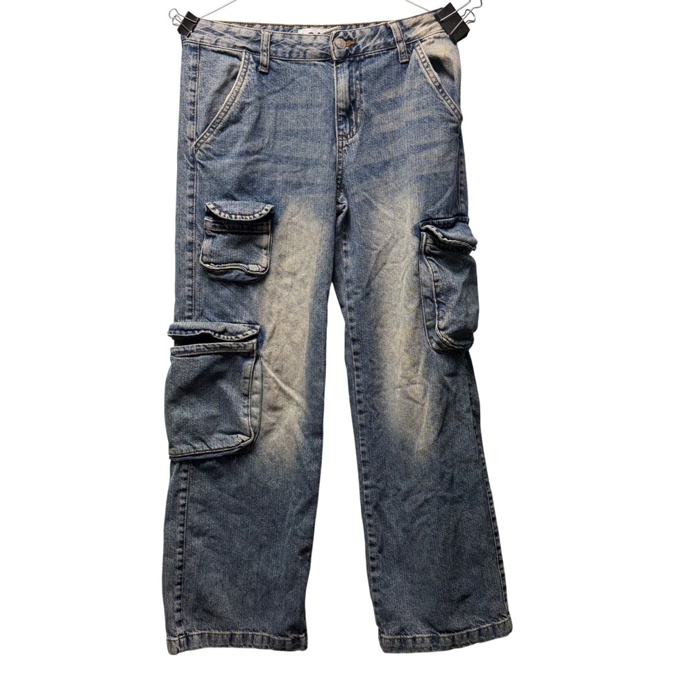 S.O.N.G. Y2K Retro Cargo Gorpcore Wide Leg Utility Denim Mens Jeans W30 x L28
